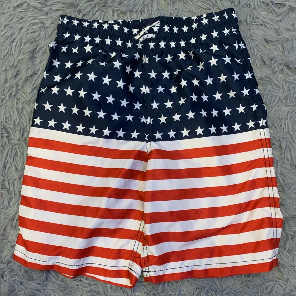 American flag boys swim trunks